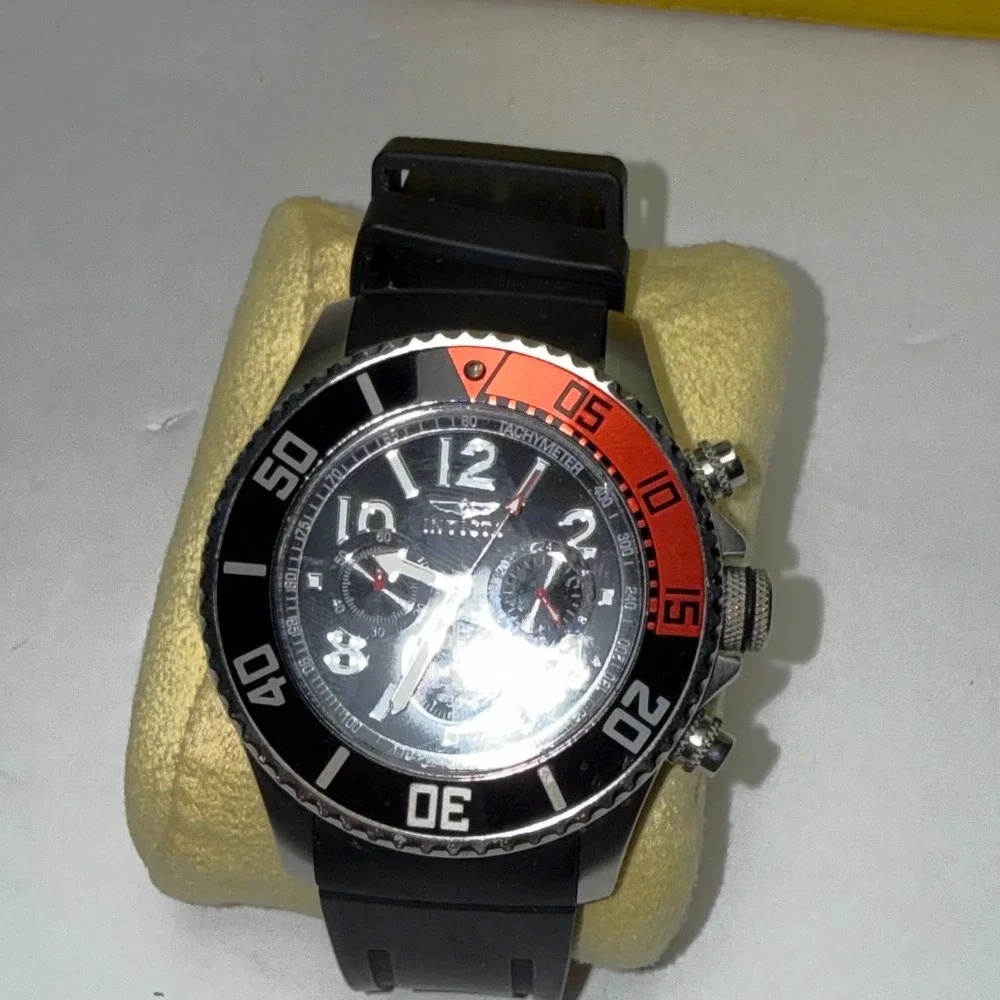Invicta Pro Diver Watch Mens Black Red Chronograph 15145